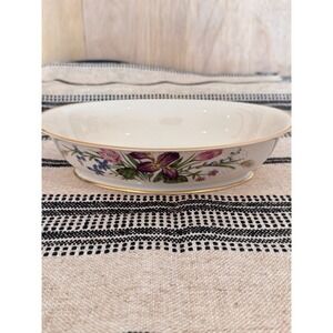 Franciscan China Mariposa Oval Vegetable Serving Bowl Floral Iris Gold Trim 9.5"